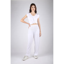 Load image into Gallery viewer, Solid Color Unisex Harem Pants Spandex in White PP0004 070000 04