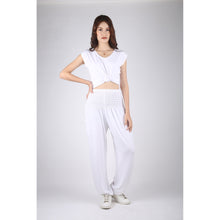 Load image into Gallery viewer, Solid Color Unisex Harem Pants Spandex in White PP0004 070000 04