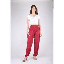 Load image into Gallery viewer, Solid Color Unisex Harem Pants Spandex in Bright Red PP0004 070000 12