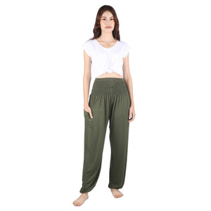 Solid Color Unisex Harem Pants Spandex in Olive PP0004 070000 13