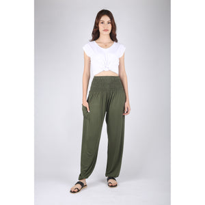 Solid Color Unisex Harem Pants Spandex in Olive PP0004 070000 13