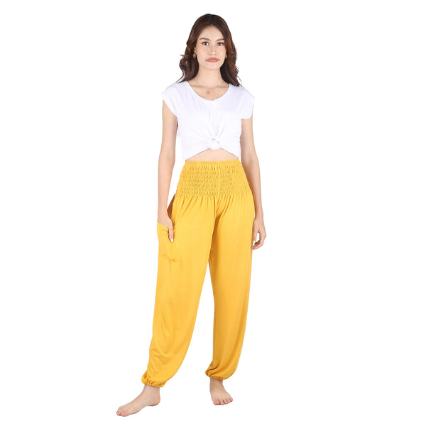 Solid Color Unisex Harem Pants Spandex in Yellow PP0004 070000 21