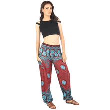 Load image into Gallery viewer, Mandala elephant 71 women harem pants in Red PP0004 020071 05