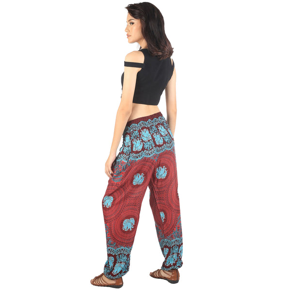 Mandala elephant 71 women harem pants in Red PP0004 020071 05