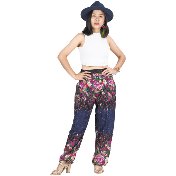 Flowers 100 women harem pants in Navy Blue PP0004 020100 02