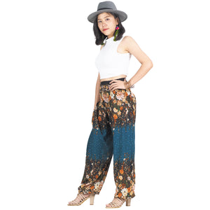 Flowers 100 women harem pants in Ocean Blue PP0004 020100 05