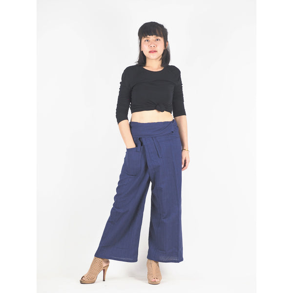 Solid color Unisex Fisherman Yoga Long Pants in Navy Blue PP0007 010000 03