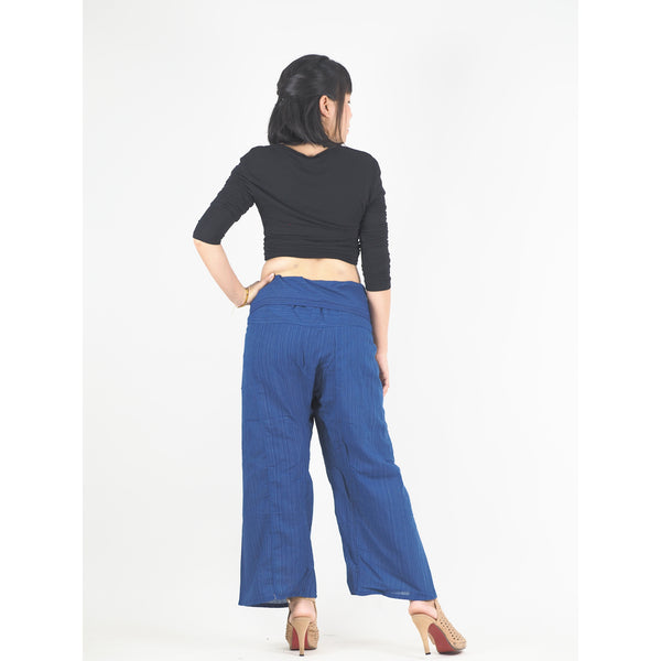 Solid color Unisex Fisherman Yoga Long Pants in Bright Navy PP0007 010000 07