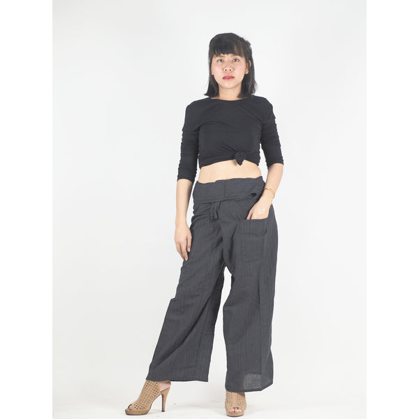 Solid color Unisex Fisherman Yoga Long Pants in Black PP0007 010000 10