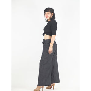 Solid color Unisex Fisherman Yoga Long Pants in Black PP0007 010000 10