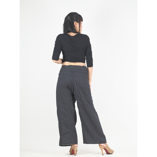 Solid color Unisex Fisherman Yoga Long Pants in Black PP0007 010000 10