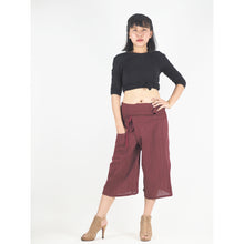Load image into Gallery viewer, Solid color Unisex Fisherman Yoga Shorts Pants in Burgundy PP0027 010000 15