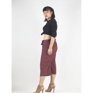 Solid color Unisex Fisherman Yoga Shorts Pants in Burgundy PP0027 010000 15