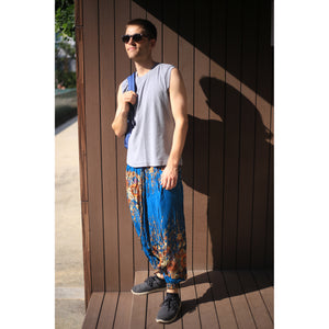Floral Royal Unisex Aladdin drop crotch pants in Ocean PP0056 020010 07