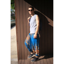 Load image into Gallery viewer, Floral Royal Unisex Aladdin drop crotch pants in Ocean PP0056 020010 07