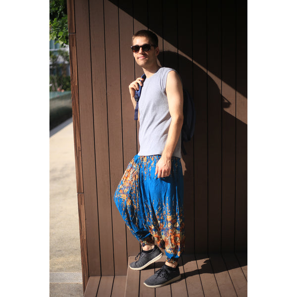 Floral Royal Unisex Aladdin drop crotch pants in Ocean PP0056 020010 07