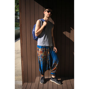 Floral Royal Unisex Aladdin drop crotch pants in Ocean PP0056 020010 07