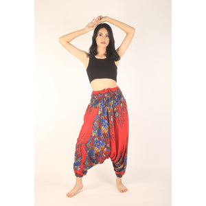 Floral Royal Unisex Aladdin drop crotch pants in Red PP0056 020010 10