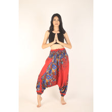 Load image into Gallery viewer, Floral Royal Unisex Aladdin drop crotch pants in Red PP0056 020010 10