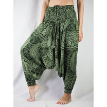 Load image into Gallery viewer, Monotone Mandala Unisex Aladdin drop crotch pants in Green PP0056 020031 04