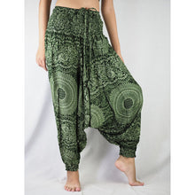 Load image into Gallery viewer, Monotone Mandala Unisex Aladdin drop crotch pants in Green PP0056 020031 04