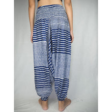 Load image into Gallery viewer, Zebra Stripe Unisex Aladdin drop crotch pants in Bright Navy PP0056 020041 02