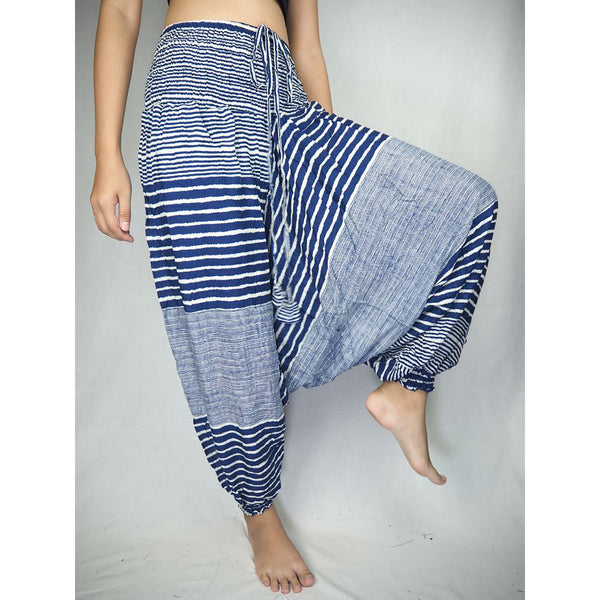 Zebra Stripe Unisex Aladdin drop crotch pants in Bright Navy PP0056 020041 02