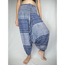 Load image into Gallery viewer, Zebra Stripe Unisex Aladdin drop crotch pants in Bright Navy PP0056 020041 02