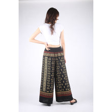 Load image into Gallery viewer, Ikat Geometric Folklore Batik stripe Unisex Cotton Palazzo pants in Black PP0076 010090 01