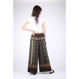 Ikat Geometric Folklore Batik stripe Unisex Cotton Palazzo pants in Black PP0076 010090 01