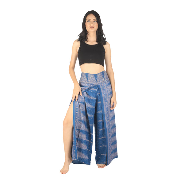 Peacock Feather Dream Women Palazzo Pants in Ocean Blue PP0076 020015 02