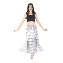 Load image into Gallery viewer, Peacock Feather Dream Women Palazzo Pants in White Black PP0076 020015 11