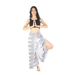 Peacock Feather Dream Women Palazzo Pants in White Black PP0076 020015 11