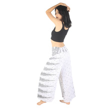 Load image into Gallery viewer, Peacock Feather Dream Women Palazzo Pants in White Black PP0076 020015 11