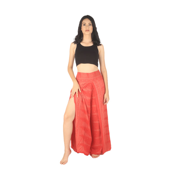 Peacock Feather Dream Women Palazzo Pants in Bright Red PP0076 020015 13