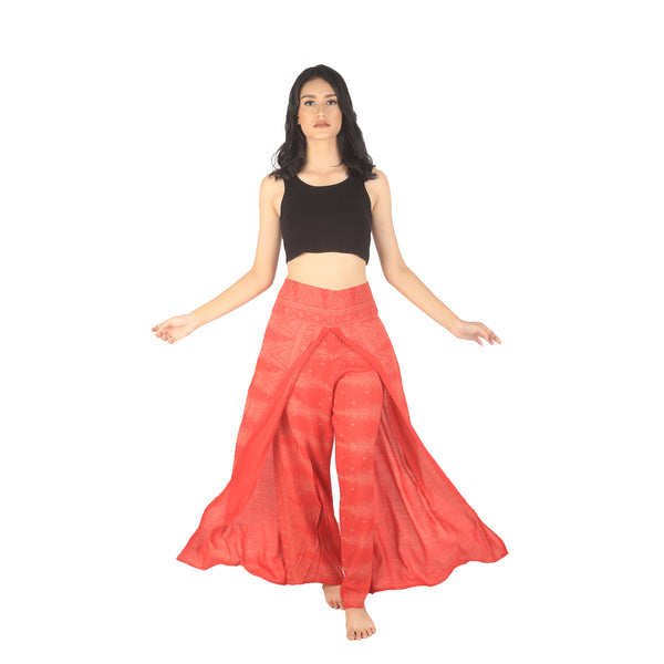 Peacock Feather Dream Women Palazzo Pants in Bright Red PP0076 020015 13