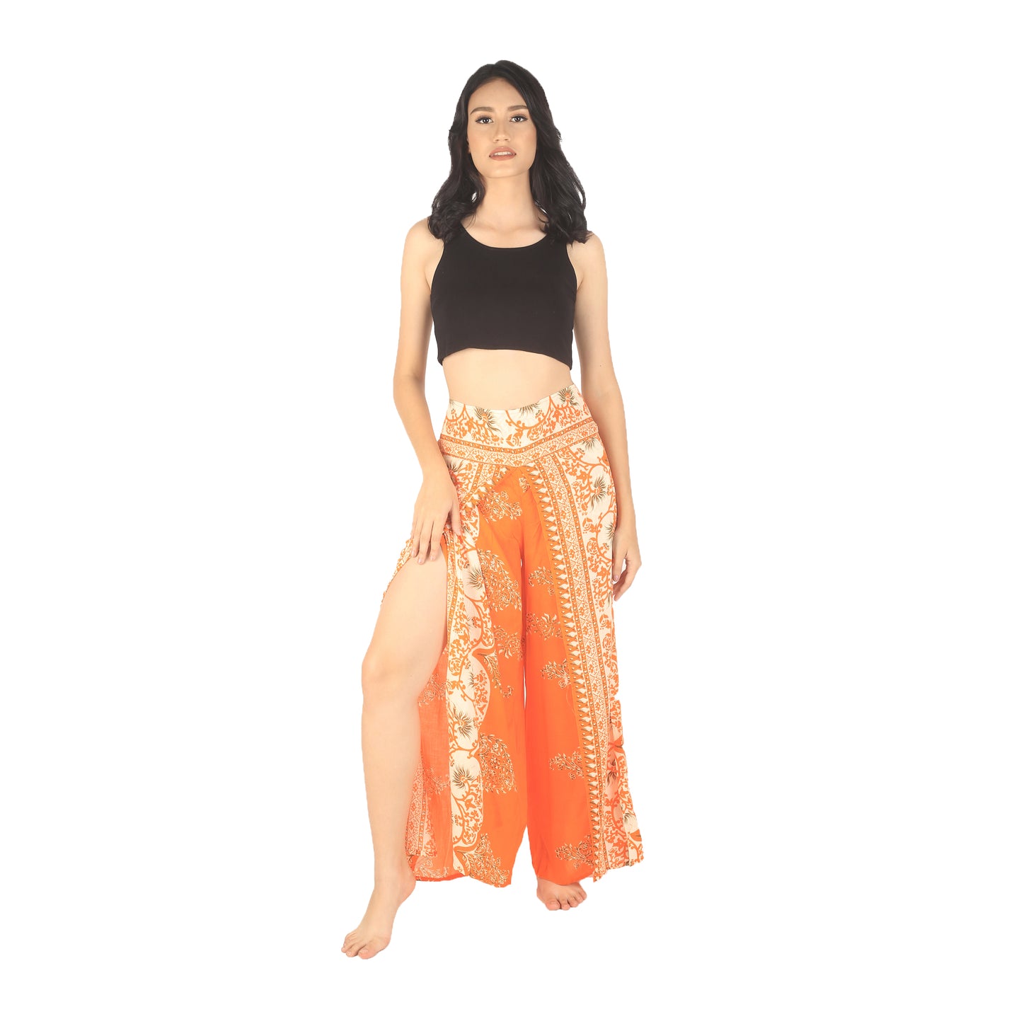 Flower chain Women Palazzo Pants in Orange PP0076 020167 01