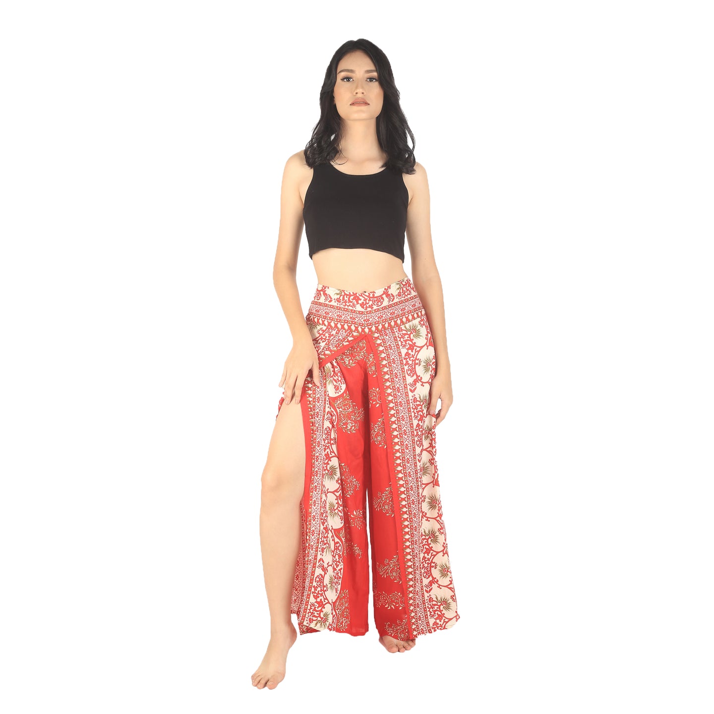 Flower chain Women Palazzo Pants in Bright Red PP0076 020167 04