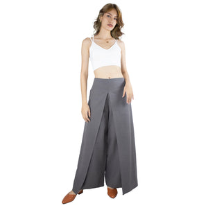 Solid Color Cotton Palazzo Pants in Gray PP0076 010000 01