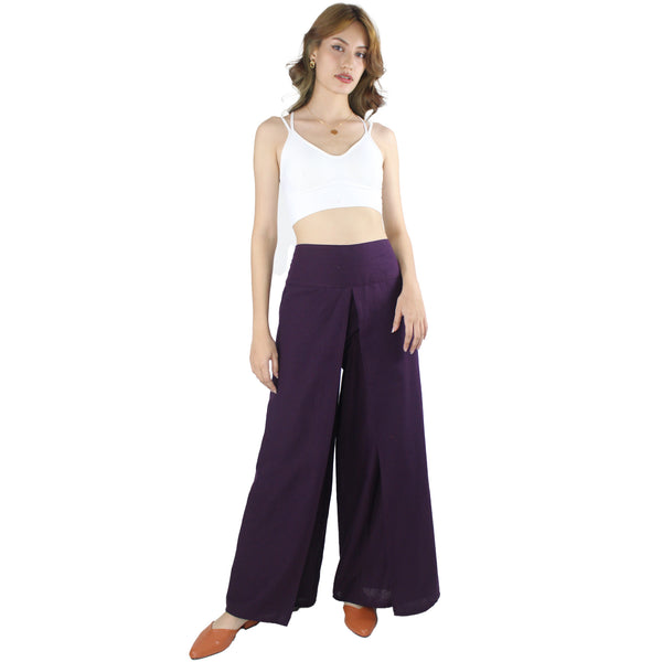 Solid Color Cotton Palazzo Pants in Purple PP0076 010000 06