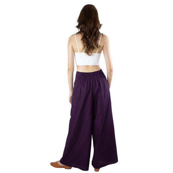 Solid Color Cotton Palazzo Pants in Purple PP0076 010000 06