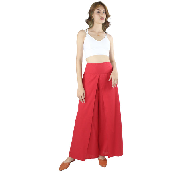 Solid Color Cotton Palazzo Pants in Bright Red PP0076 010000 12