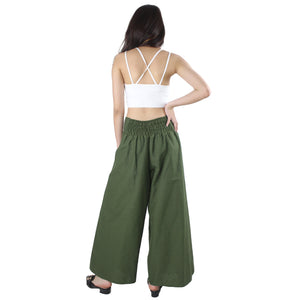 Solid Color Cotton Palazzo Pants in Olive PP0076 010000 13