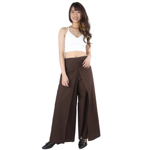 Solid Color Light Cotton Palazzo Pants in Dark Brown PP0076 010000 16