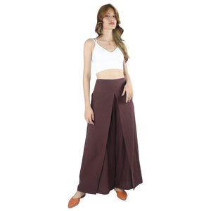 Solid Color Bamboo Cotton Palazzo Pants in Brown PP0076 010000 21