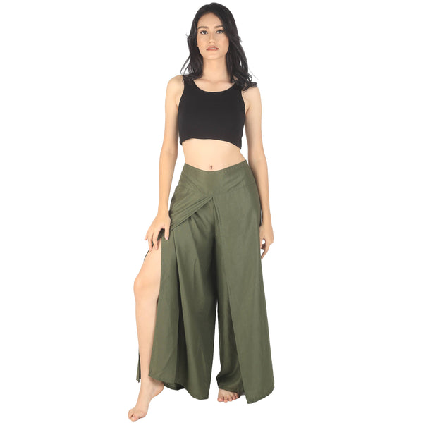 Solid Color Women Palazzo Pants in Olive PP0076 020000 13