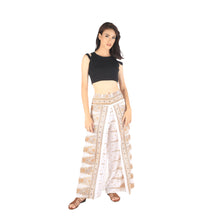 Load image into Gallery viewer, Peacock Feather Dream Women Palazzo Pants in White Gold PP0076 020015 12