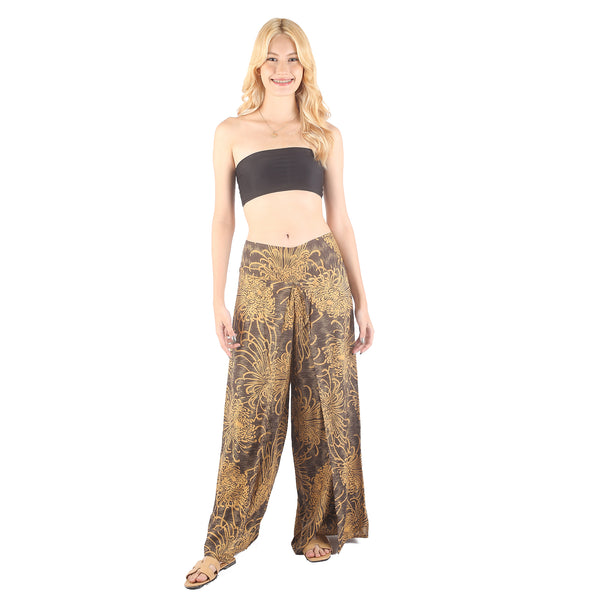 Flower Women Palazzo Pants in Brown PP0076 020194 01