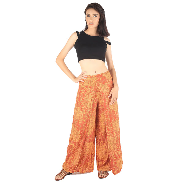 Flower Women Palazzo Pants in Orange PP0076 020194 04