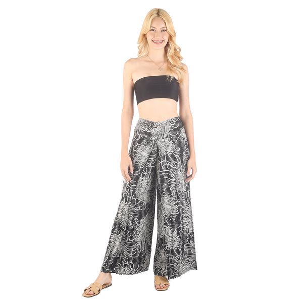 Flower Women Palazzo Pants in Black PP0076 020194 08